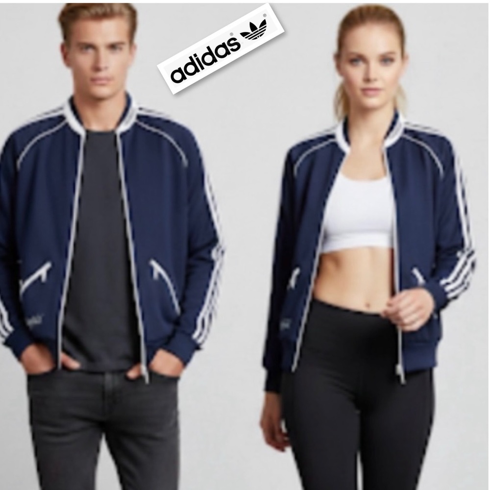 Vintage Adidas Originals Seefeld Unisex Track Jacket Navy Blue Full Zip Size L